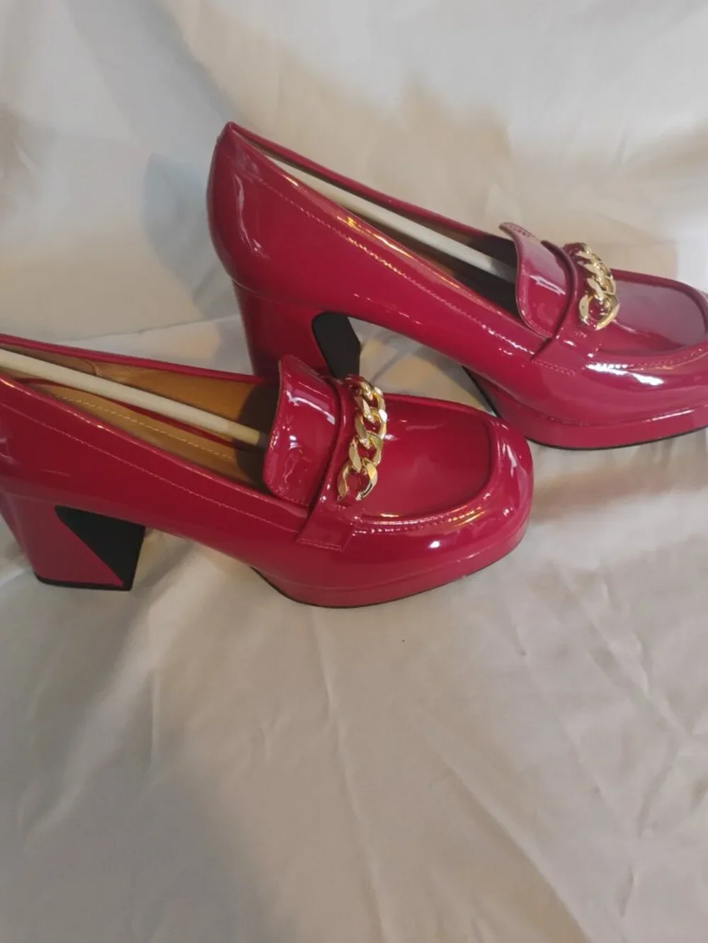 IDIFU IN4 Red Patent Platform Chunky Heel Loafers 9.5